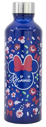 Stor Trinkflasche aus Aluminium für Jugendliche und Erwachsene, wiederverwendbar, 755 ml, Minnie Mouse, Disney, Blau