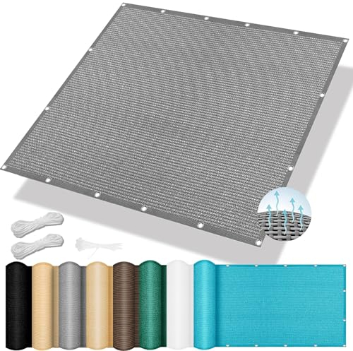 Sonnensegel Sonnenschutz inkl Befestigungsseile 250 x 250 cm, Windschutz Reißfest Wetterfest, Sonnensegel Rechteckig Schutztuch Shade, Sonnensegel Beschattung, für Balkon Garten, Hellgrau