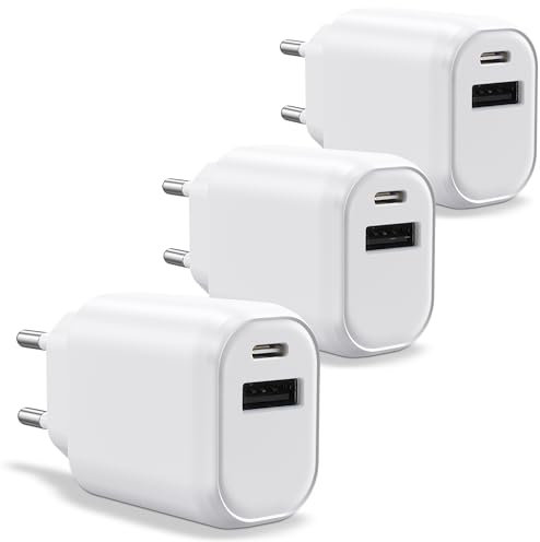 WAYTEX Pack de 3 Cargadores rápidos 30W USB C y USB A, QC 3.0+PD con Chip IC para Carga Segura y protección de la batería, para Smartphone, Tableta, Ordenador portátil, iPhone, iPad, Samsung