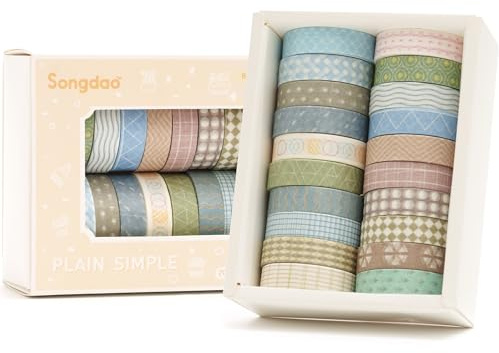 Songdao Basique Washi Tape Set 20 Rouleaux Masking Tape Ruban adhésif décoratif pour Scrapbooking Artisanat de Bricolage (Style Four)