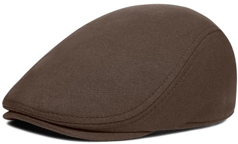 PivotWing Beret Homme Casquette Homme Léger Coton Casquette Beret Confortable Casquettes Souples Vintage Casquette Plate Gavroche Respirant Quotidien Casquette Plate Marron 56CM