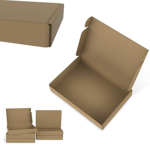 YRHome 20 stycken förpackningslådor vikta lådor varutsändning kartonger av wellpapp, enkel hopvikbarhet stabil struktur, för frakt förvaring presentförpackning brun – 32 x 22 x 5 cm