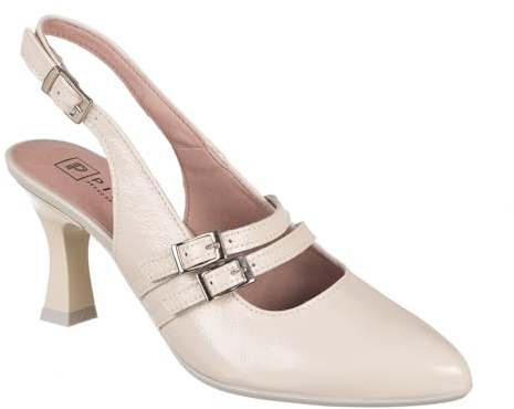 PITILLOS 10527 Zapato Talon Abierto Vestir Mujer Crema 37