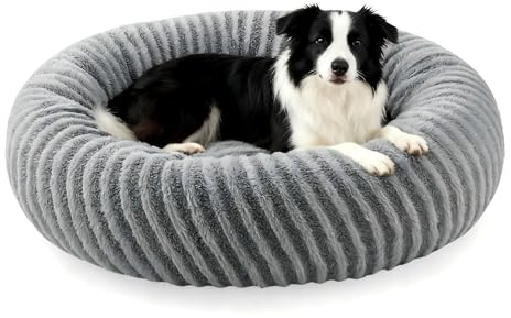 Pawk Hundebett Mittelgroße Hunde, Große Katzenbett Flauschig, Hundekorb Waschbar Abnehmbar, Rund Hundebett rutschfest Füllung Granulat und Memory-Schaum, 76x76x20cm