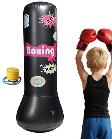 Barns Punching Bag Uppblåsbar - Träningssäck för Boxning och Fitness - Antivältrande Uppblåsbar Slagpåse För Träning Inomhus