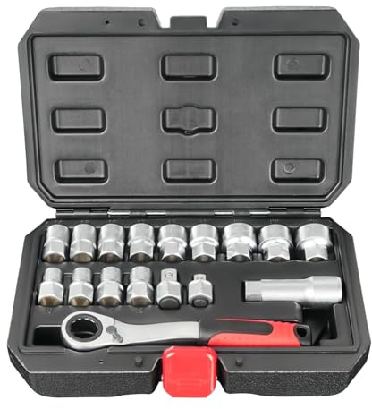 Juego de trinquete y enchufe, kit de herramientas mecánicas compactas, diseño versátil y resistente, tareas de mantenimiento general para reparaciones de vehículos, trabajo de panel eléctrico, montaje