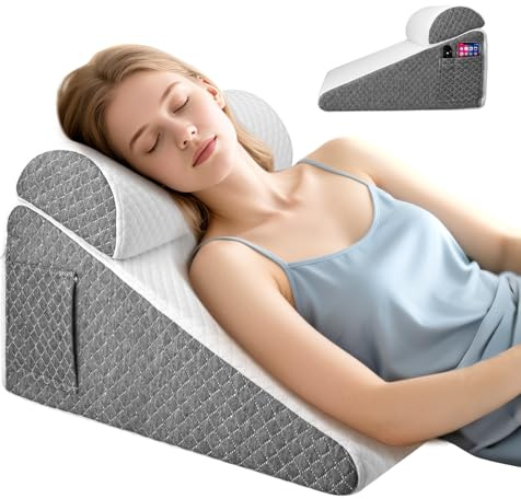 Cuscino a Cuneo per Letto, Cuscino Antireflusso Adulti con Supporto per la Schiena, Ergonomico Cuscino Triangolare per il Supporto di Schiena, Gambe e Ginocchia, Reflusso Acido (Senza memory foam)