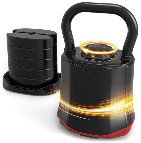 HXD-ERGO Kettlebell Ajustable Pesa Rusa Regulable 3-18kg Mancuerna Rusa Compacta con Selector de Peso Equipo Fitness para Gimnasio en Casa Entrenamiento Funcional