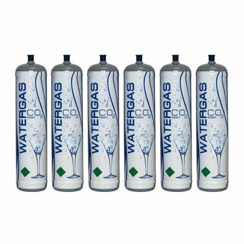 Tecno Cold | Bombola CO2 600 g Alimentare E290 per Gasatore – CO2 per Acqua Frizzante – 6 Bombole CO2 Monouso M11x1 per Casa e Ufficio