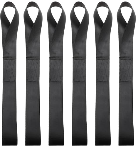 OFFIGAM Correas de Sujeción de Carga 6 Piezas Negras 38mm X 400mm Tensor Fijo y Gancho en Forma de 8, Cintas para Amarre de Equipaje y Fijación Segura en Camiones y Vehículos de
