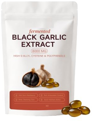 Fermenterad lagrad svart vitlöksextrakt︱Naturlig svart vitlök | Stöd för vitalitet︱Balanssmältning︱Lätt att använda︱60 Count
