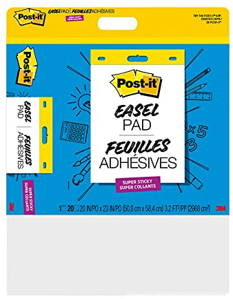 Post-it Super StickyWall Pad, 20 in x 23 in, White, 20 Sheets/Pad, Mounts to Surfaces with Command Strips Included, 1 Pad/Pack (566SS)