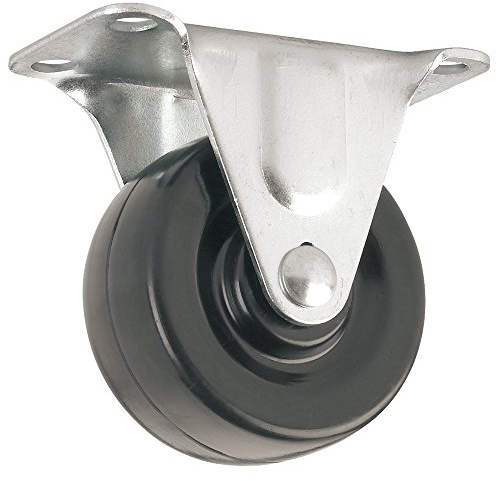 Heavy Duty Rubber Caster Wheel with Rigid Non-Swivel Top Plate - 2-Inch - 125 lb. Load Capacity