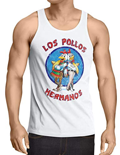 style3 Los Pollos linne för herr Tank Top White Walter Meth, Vitt och blått, XL