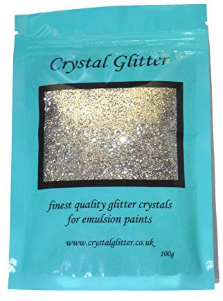 Crystal Glitter for Emulsion Paint, Champagne Silver with Colour Changing Holographic Crystals!