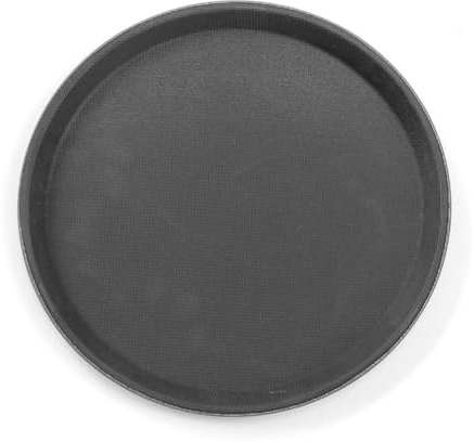 HENDI Plateau de Service, Rond,Couche antidérapant en Caoutchouc, Multi-Usage, pour Buffet, Fast Food et Restauration Rapide, ⌀360x(H) 20mm, Polypropylene, Noir