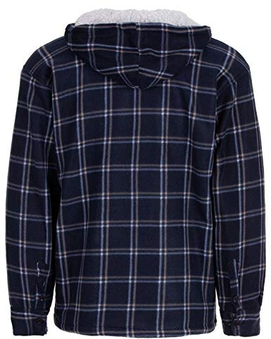 Hoang Textil GmbH Termisk skjorta för män, arbetsjacka, skogshuggare, termojacka, huva, huva, storlek M – 3XL, marinblå, XXL