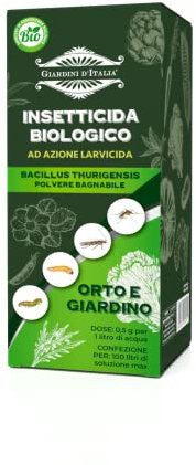 GIARDINI D'ITALIA - Insetticida Piante Biologico per Orto e Giardino a Base di Bacillus Thuringiensis, Insetticida in Polvere Bagnabile Contro Larve e Parassiti - Uso Professionale e Hobbistico, 50 g
