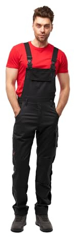 strongAnt Latzhose Herren Stretch Arbeitshose Arbeitslatzhose mit Kniepolstertaschen - Größe: 44, Farbe: Schwarz