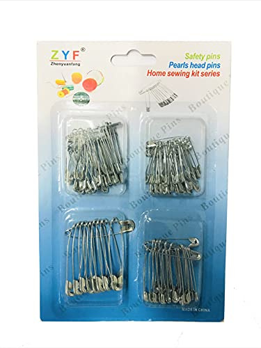 100pcs Safety Pins, Assorted Sizes, Suitable for Arts Crafts, Baby Clothing, Durable Nickel Plated Pins 25mm 30mm 35mm 40mm