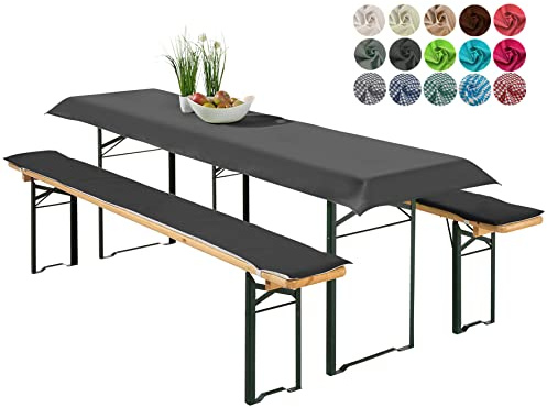 heimtexland ® Lot de 3 coussins pour tente à bière - Nappe - Coussin rembourré - Type 698 - Noir - Pour table de 50 x 220 cm