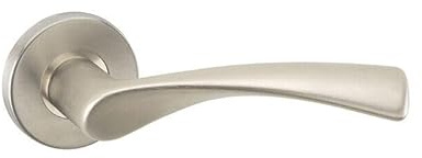 URBNLIVING Cotswold Metal Lever Latch Door Handles Set with Round Rose Suitable for Internal and External Use. Stylish, Durable, and Easy to Install for Home or Office Doors (Satin Nickel Rose)