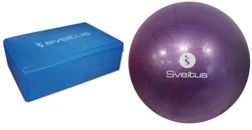 Yoga brick mousse bleu & Ballon pédagogique Adulte Unisexe, Violet, diam. 20cm +/-10%
