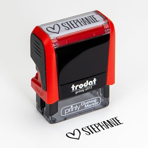 Personalized Custom Clothing Name Stamp | 20 Designs | Machine Washable and Durable | Perfect for Athletes, Students, and Travelers | Fade-Resistant Ink | Non-Toxic, Safe for Kids (Heart)