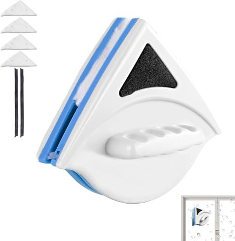 Double Side Magnetic Fensterreiniger,Magnetischer Fensterreiniger,Coppelseitig Magnetische Fensterreinigungsbürste,Dreieckiger Fensterputzer für Einfach Verglaste Fenster mit Einer Stärke von 3–8 mm