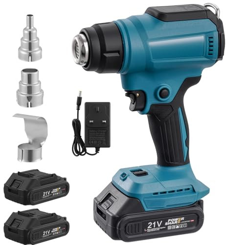 Sararoom Cordless Heat Gun for Makita 18-20V Battery with 3 Nozzles, 2 Stage Air Volume Settings, Temperature Up to 550 °C, Hot Air Gun for Shrink Tubing, Crafts, Resin & Decorating (with Bettery)