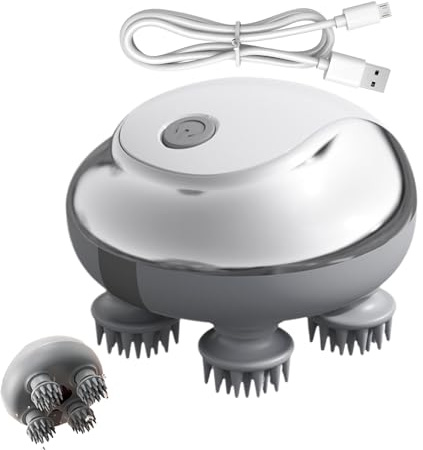 Dtaigou Massageur Capillaire pour Cuir Chevelu - Appareil De Massage Du Cuir Chevelu Utilisable À Sec Et Sous La Douche,3 Modes Réglables Stimulateur Électrique Portable Anti Chute Activation