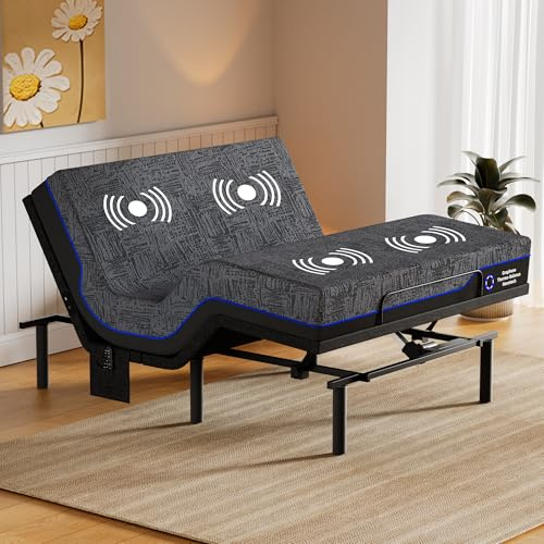 Amada Full Adjustable Bed Frame with Massage & Wireless Remote, Zero Gravity, Head & Foot Incline, Electric Base with 4 Leg Height Options, 4 USB Ports and LED Night Light