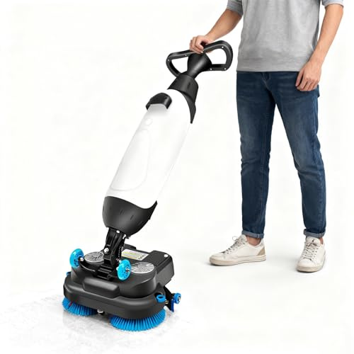 MANYOUYOU Lucidatrice per Pavimenti Elettrica Commerciale, Girevole a 360°, con Larghezza di Pulizia di 17, Semovente, 12900 Piedi Quadrati, Batteria da 2 Ore, Doppio Serbatoio dell'Acqua White