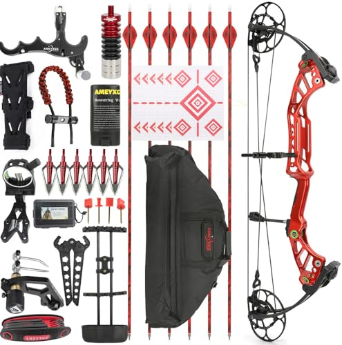 Set arco compound da caccia per destrimani, potenza 40-75 libbre, lunghezza 29 pollici da asse ad asse, let-off 85%, IBO 350 fps, tiro con l'arco sportivo