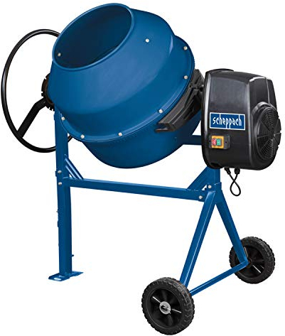 Scheppach Betonmischer MIX180 (650 W, Fassungsvermögen 180 L, Drehzahl 29,5 min-1, langlebig und robust, Zahnräder aus Guss)