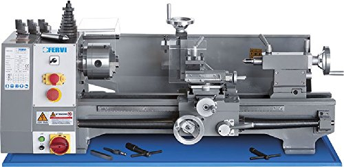 Fervi 0657 - Torno paralelo para metal con cambio de velocidad con correa y dispositivo de fresado incluido monofásico