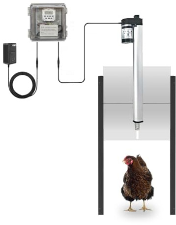 JVR Automatic Chicken Coop Door with Timer, Heavy Duty Aluminum Security Door, Smart Anti-Pinch Sensor & Industrial Screw-Rod Actuator, Precise Dusk to Dawn Schedule, Fits 11 x 12 Openings