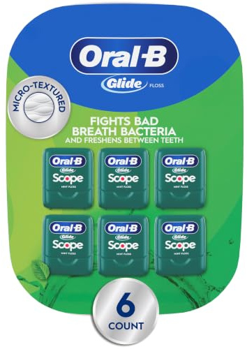 Oral-B Glide Dental Floss with Scope Outlast Mint Flavor, Value 6 Pack (40m Each)