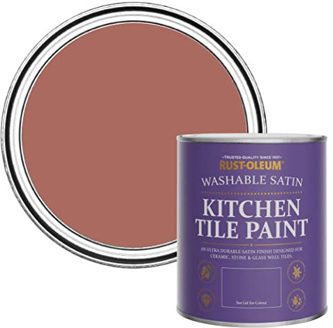 Rust-Oleum Red water resistant Kitchen Tile Paint in Satin Finish - Salmon 750ml