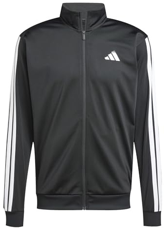 Adidas Uomo 3 Stripes Tricot Regular Track Top, Black, L Tall