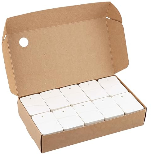 Lot de 1000 mini étiquettes de prix en papier kraft/blanc, étiquettes de marquage/vide, étiquettes de vêtements de 3,5 x 5 cm, étiquettes cadeaux perforées pour vêtements, chaussures, chapeaux, bijoux