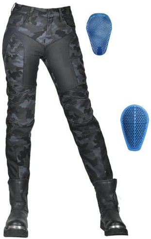 SHAIYOU Pantalon De Moto Pour Femme, Jean Extensible De Protection, Tissu Respirant, Pantalon De Sécurité Blindé Pour Course De Motocross Avec 4 Armures Amovibles (Blue,XXXL)