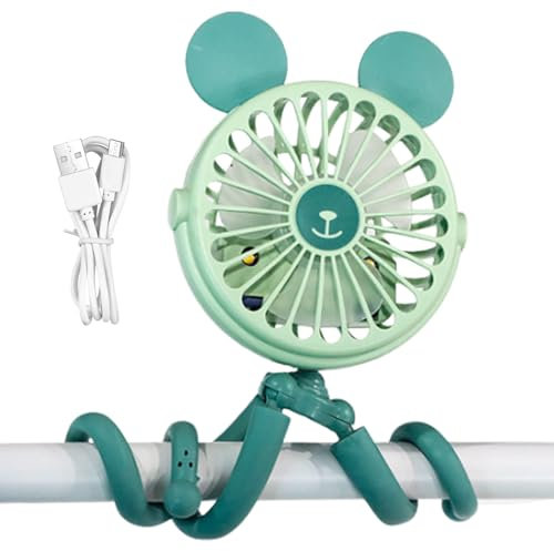 Ventilador portátil para cochecito,Ventilador recargable para cochecito - Ventilador de barra con mango de carrito eléctrico Octopus - Ventilador de carro con Clip y trípode Flexible eléctrico portáti