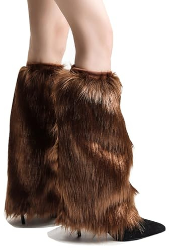 Doukesh Calentadores de Piernas de Peluche para Mujer,Piel Sintética Calentador de Piernas,Puños Peludos Botas Cubiertas,Calentador De Pierna De Tobillo De Moda De Invierno,Regalo de Mujer