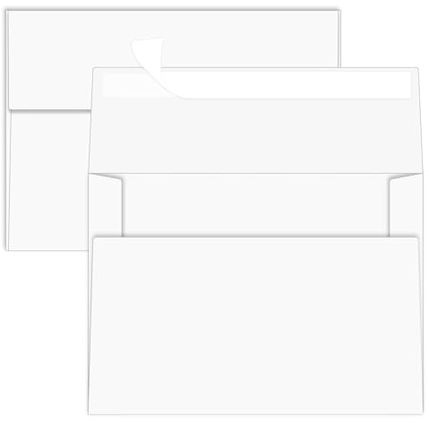 YINUOYOUJIA 50 Packs White A7 Envelopes, 5x7 Envelopes for Invitations, Self Seal for Weddings, Graduation, Baby Shower, Birthday, Greeting Cards