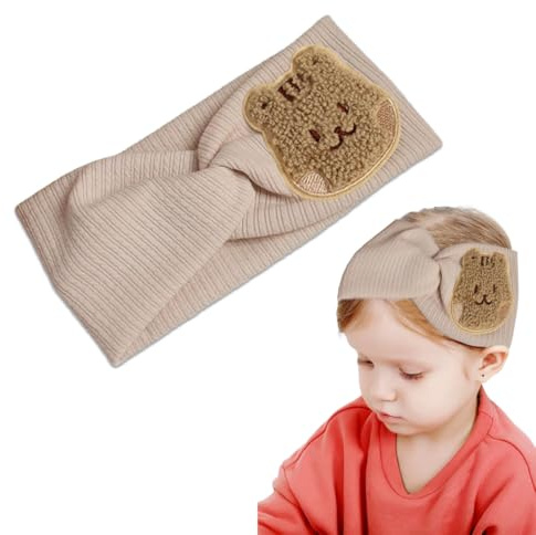 Bandeau élastique pour bébé Bandeau Bébé Motif écureuil, Bandeaux en Coton pour Enfants, Tout-petits, Nouveau-nés (Kaki)