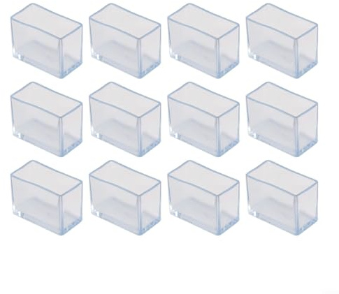 DAZZLEEX 12 protezioni per gambe della sedia, tappi rettangolari per proteggere le gambe delle sedie, piccoli coprisedia in silicone trasparente impediscono che tavolo e sedie facciano rumore (20 x 30