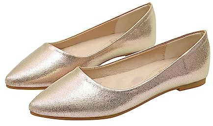 ballerina flats for women ballerina flats flats for women flats for women dressy shoes for women party wedding shoes bridal shoes pointed toe shoes, gold, 8.5 UK
