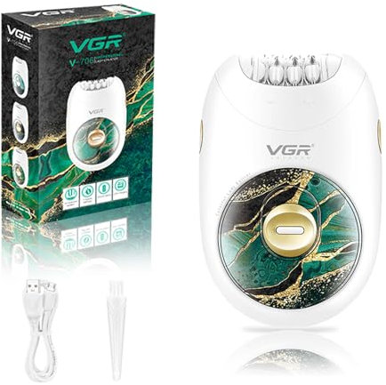 VGR Epilatore professionale da donna, epilatore portatile, senza fili, con delicato meccanismo di scorrimento per gambe, ascelle, schiena, tutto il corpo, sistema di 18 pinzette