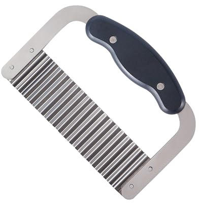 Fox Run Stainless Steel Crinkle Cutter for Veggies, Wavy Slicer for Waffle Fries, Chips, Pickle, Fruit and More